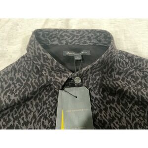 John Varvatos Star USA Mens Grey Black Leopard Print Western Snap Shirt Large